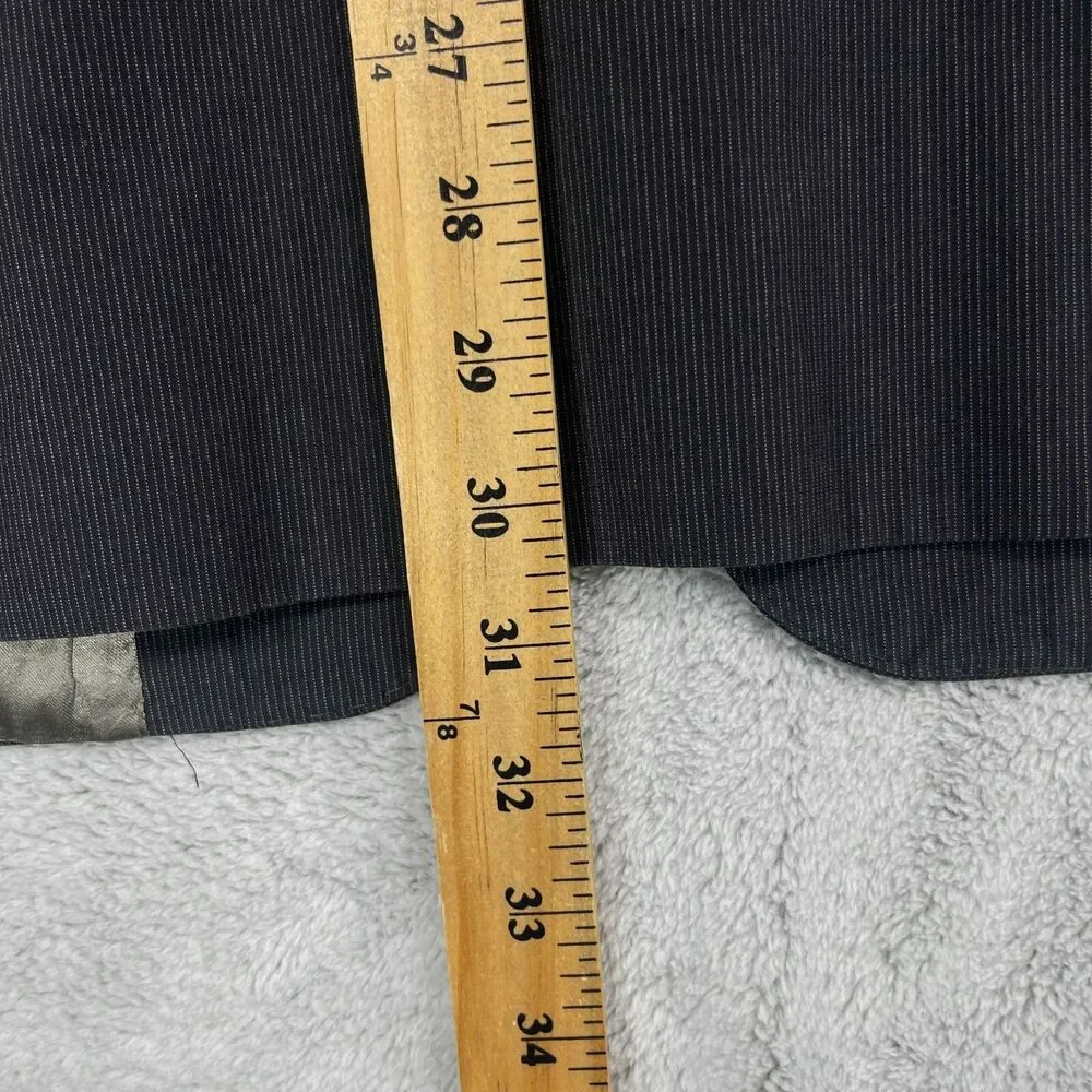 Banana Republic Blazer Jacket Mens 44R Black Pinstripe Business Single Breasted